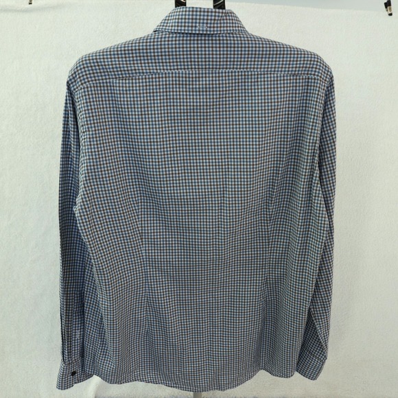 Eton Dress Shirt Men's Large L 16-41 Blue/Brown Gingham Check Contemporary Fit - Picture 4 of 12